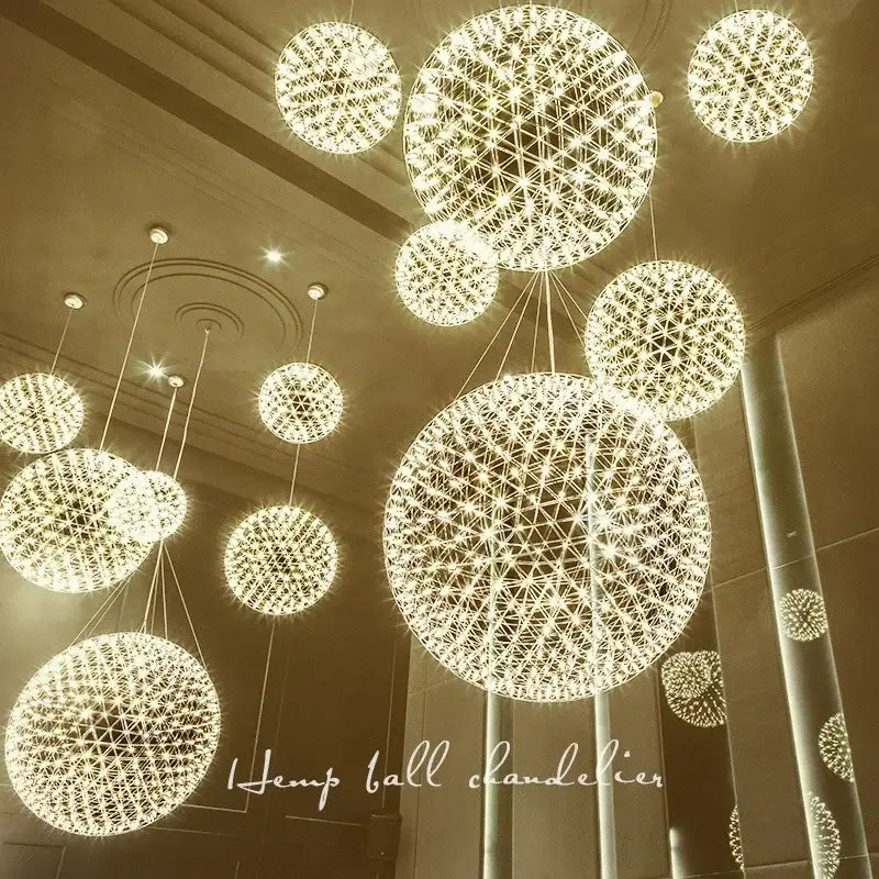 Gold Spark Ball Pendant Light 162-LED Design