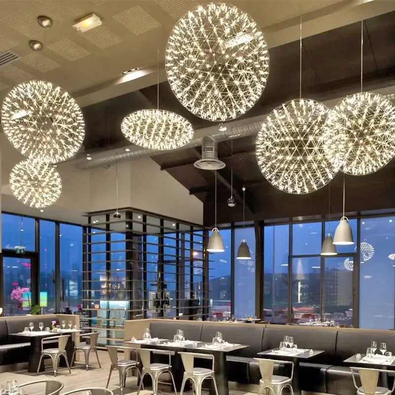 Gold Spark Ball Pendant Light 162-LED Design