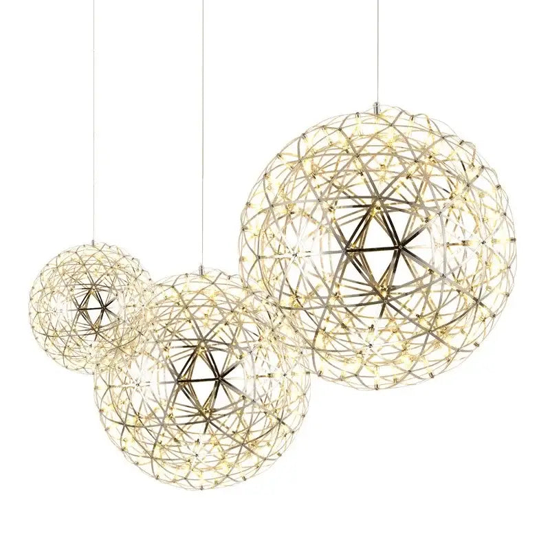 Gold Spark Ball Pendant Light 162-LED Design