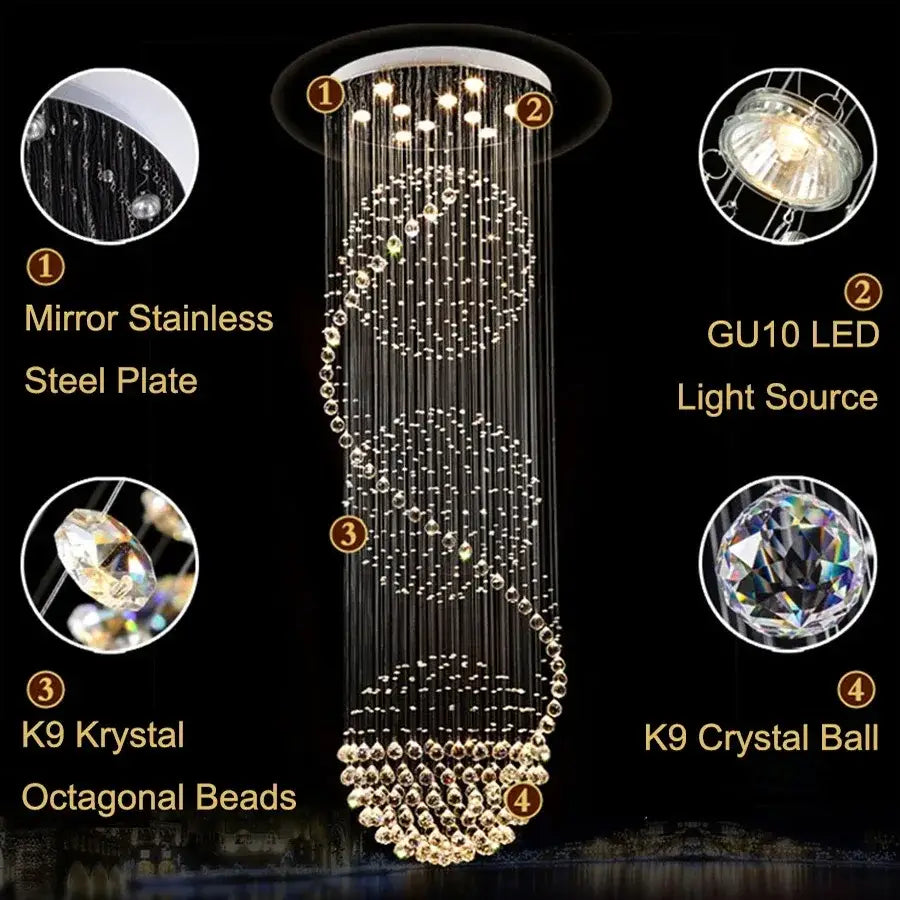 Chrome Spiral Chandelier