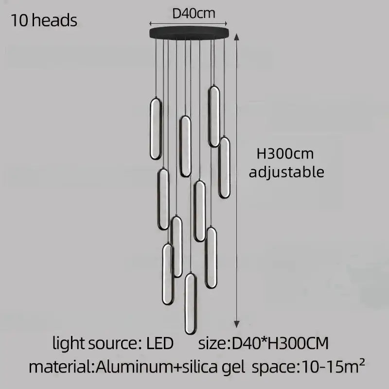 Gold Branch LED Chandelier 30-Head Staircase