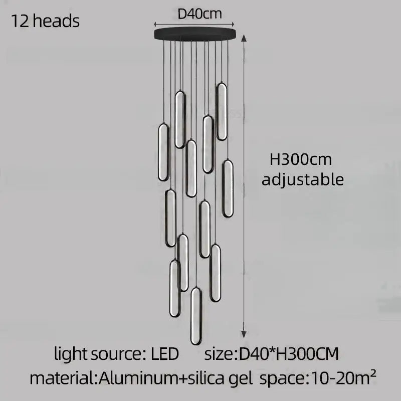 Gold Branch LED Chandelier 30-Head Staircase