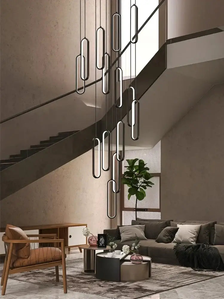 Gold Branch LED Chandelier 30-Head Staircase