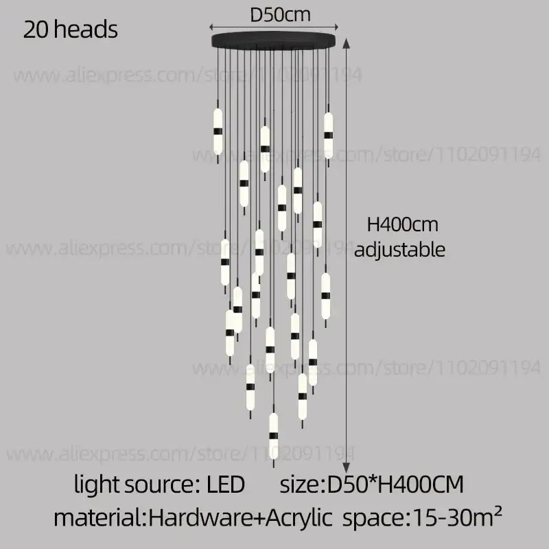 Dimmable LED Staircase Chandelier