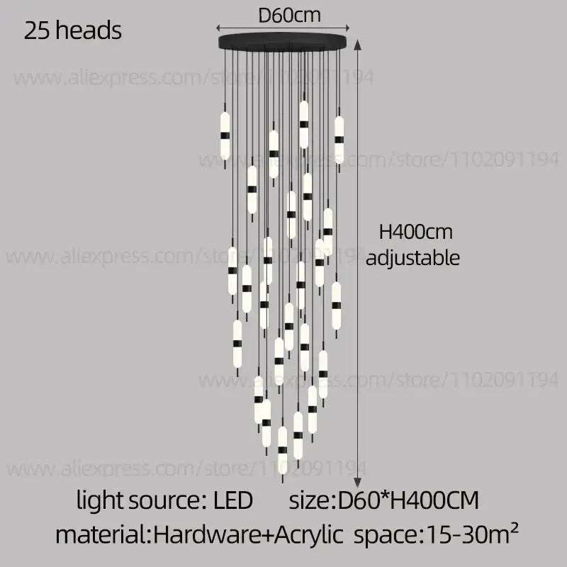 Dimmable LED Staircase Chandelier