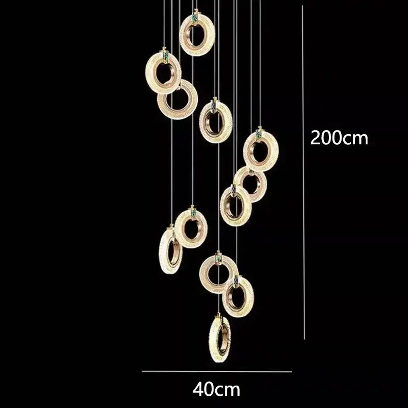 Gold Crystal Staircase Chandelier 68-Head
