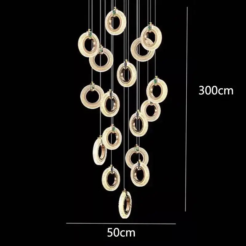 Gold Crystal Staircase Chandelier 68-Head