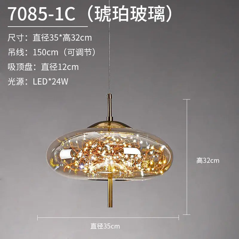 Golden Glass Starry Pendant