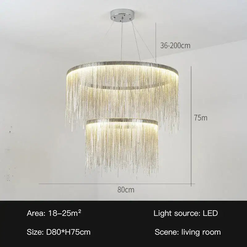 Gold Tassel LED Chandelier Rose Gold Option