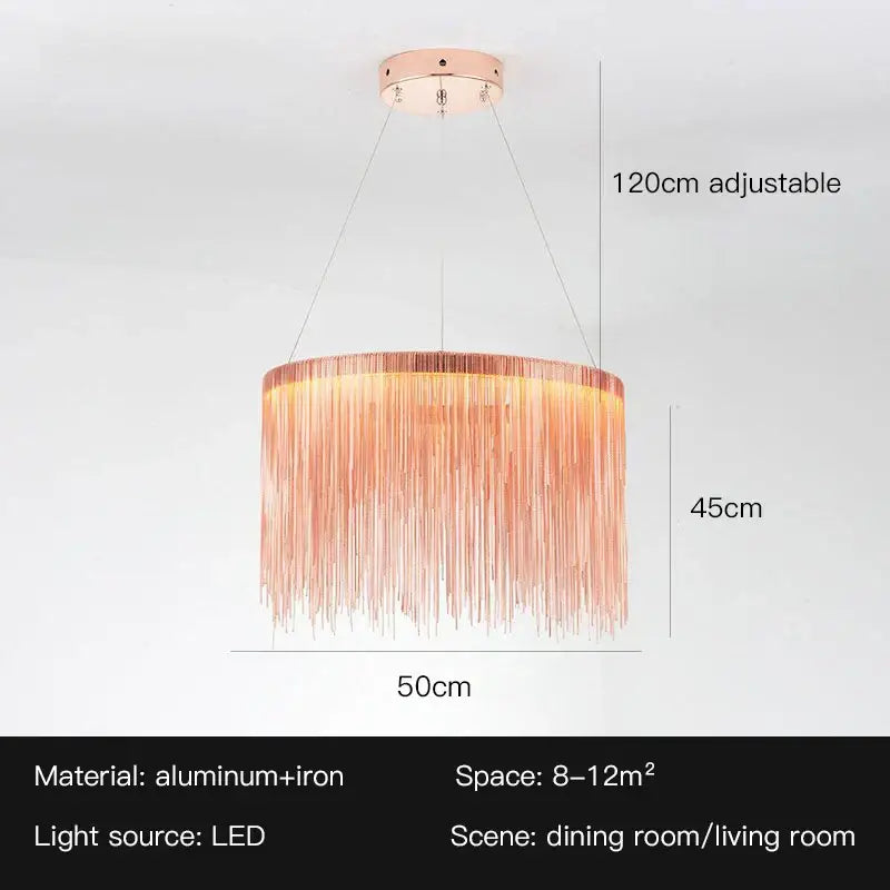 Gold Tassel LED Chandelier Rose Gold Option