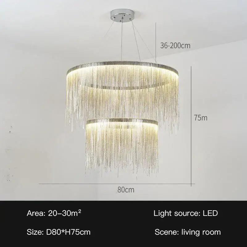 Gold Tassel LED Chandelier Rose Gold Option