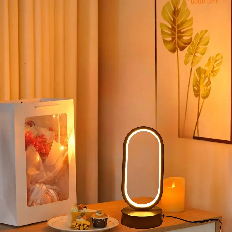 Gold Oval Bedside Lamp