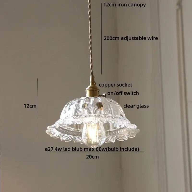 Walnut Glass Pendant Light with 3-Head Canopy