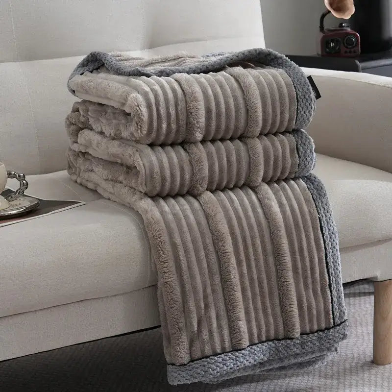 Cream Ribbed Sofa Blanket
