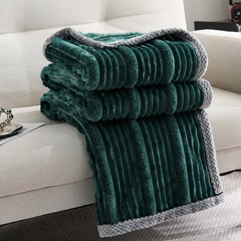 Cream Ribbed Sofa Blanket