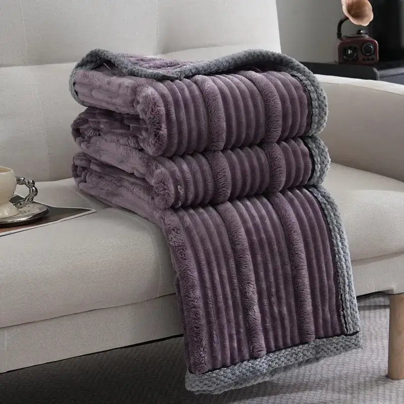 Cream Ribbed Sofa Blanket