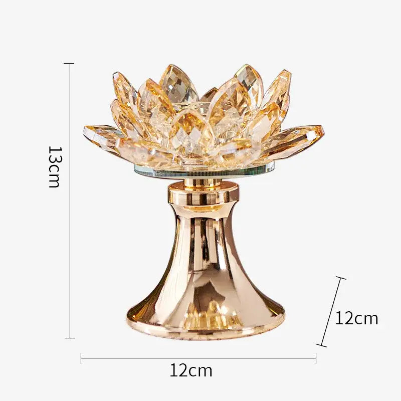 Golden Crystal Lotus Candle Holder