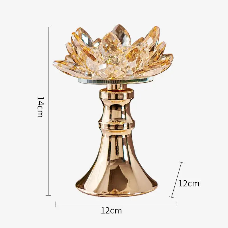 Golden Crystal Lotus Candle Holder