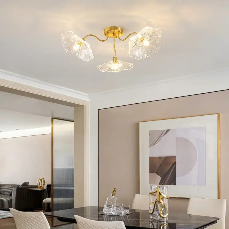 Pink Lotus Glass Chandelier