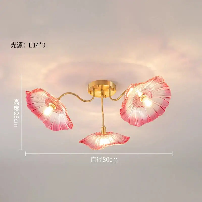 Pink Lotus Glass Chandelier