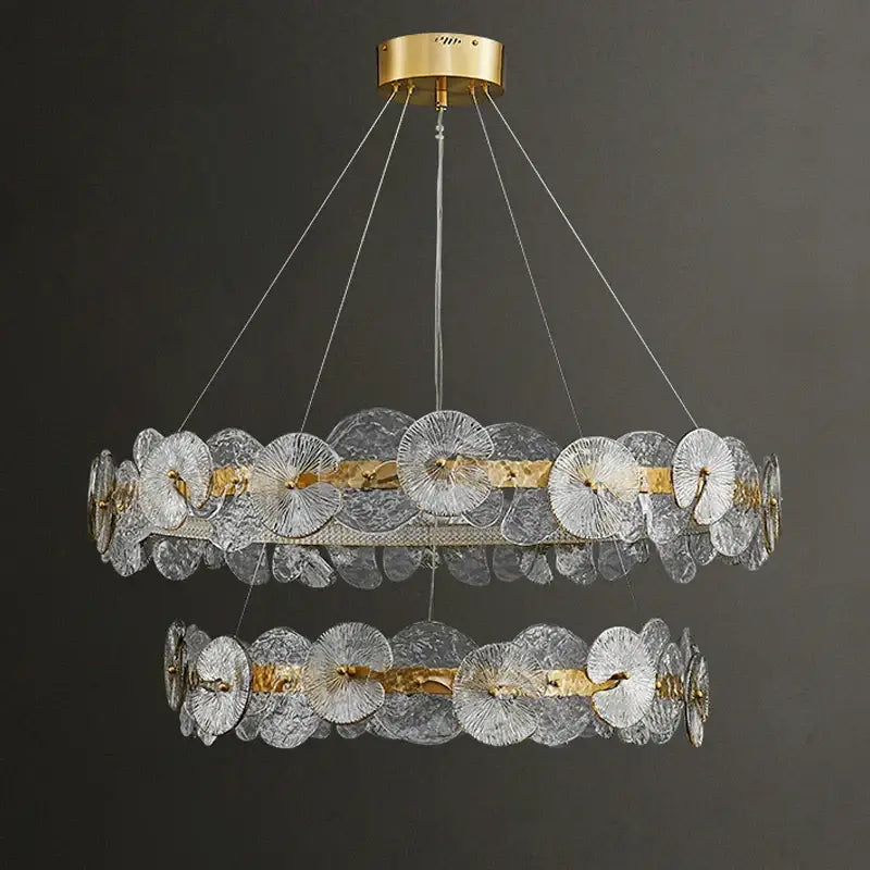 Gold Lotus LED Chandelier 80cm Remote Dim