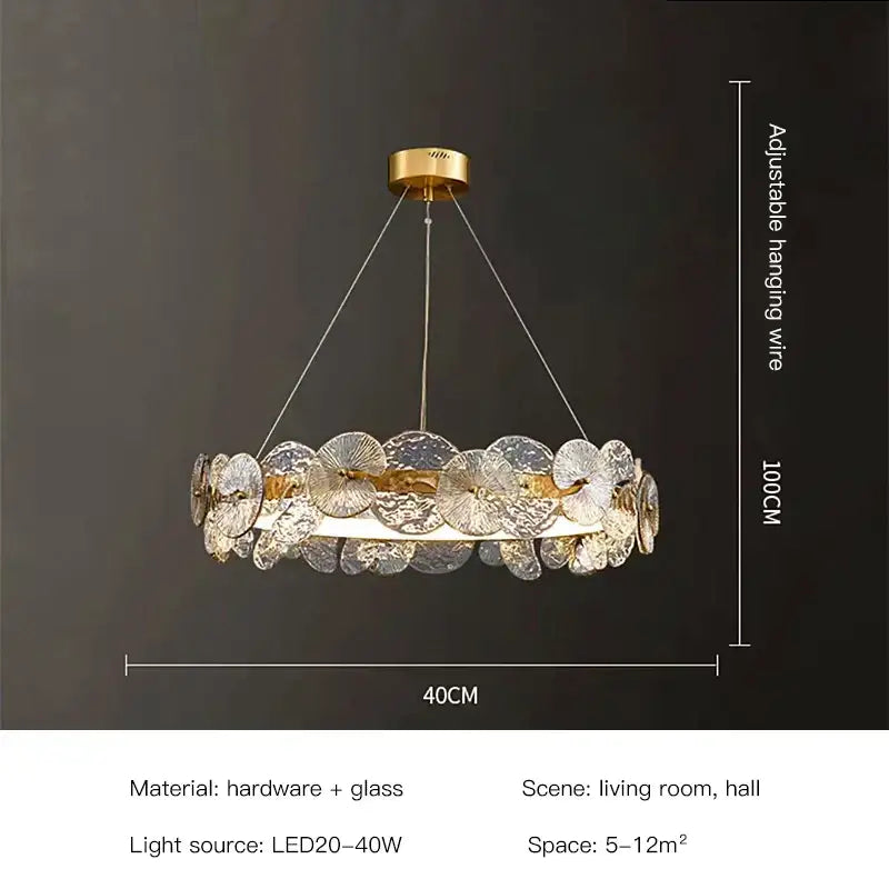 Gold Lotus LED Chandelier 80cm Remote Dim