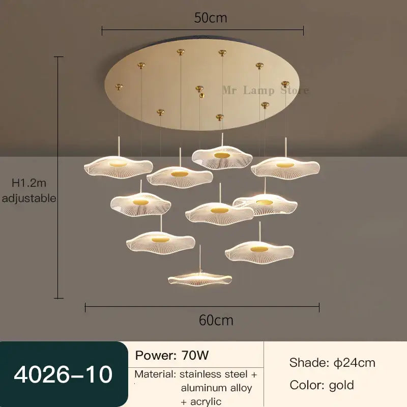 White Lotus Chandelier Spiral 40-Head