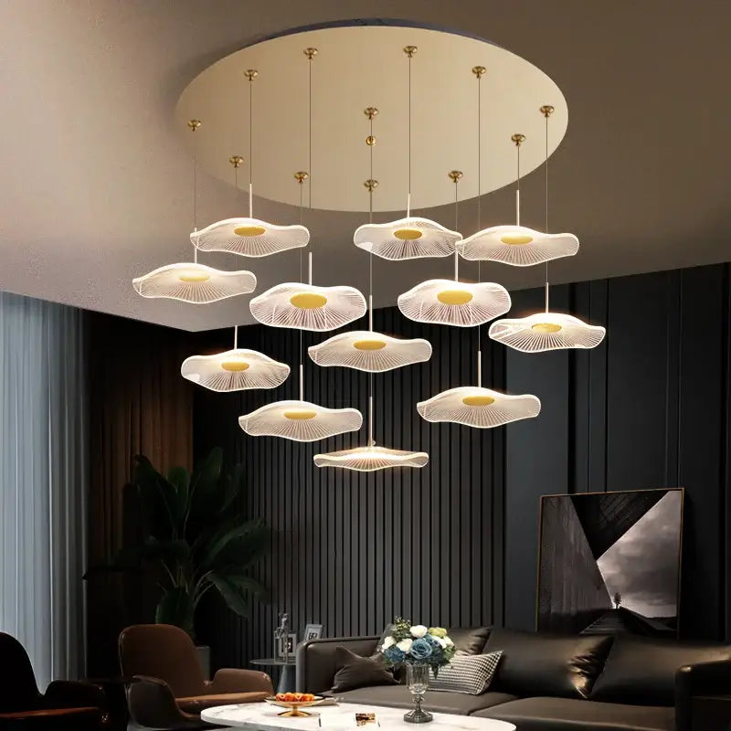 White Lotus Chandelier Spiral 40-Head