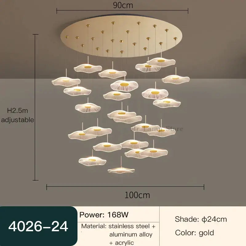 White Lotus Chandelier Spiral 40-Head