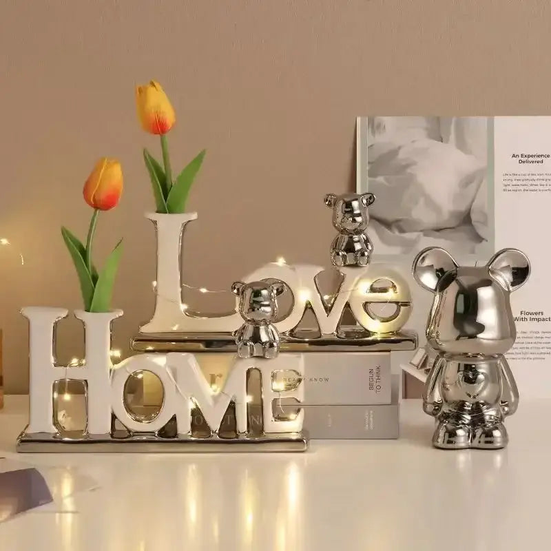 Silver Metallic Love Bear