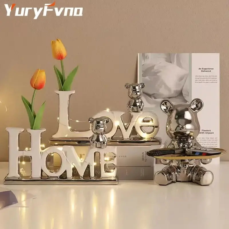 Silver Metallic Love Bear