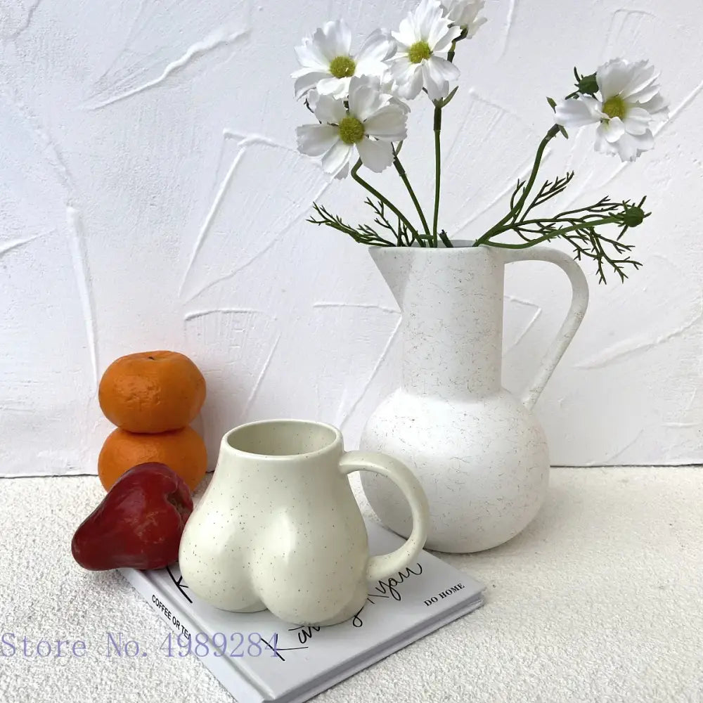 White Ceramic Butt Mug