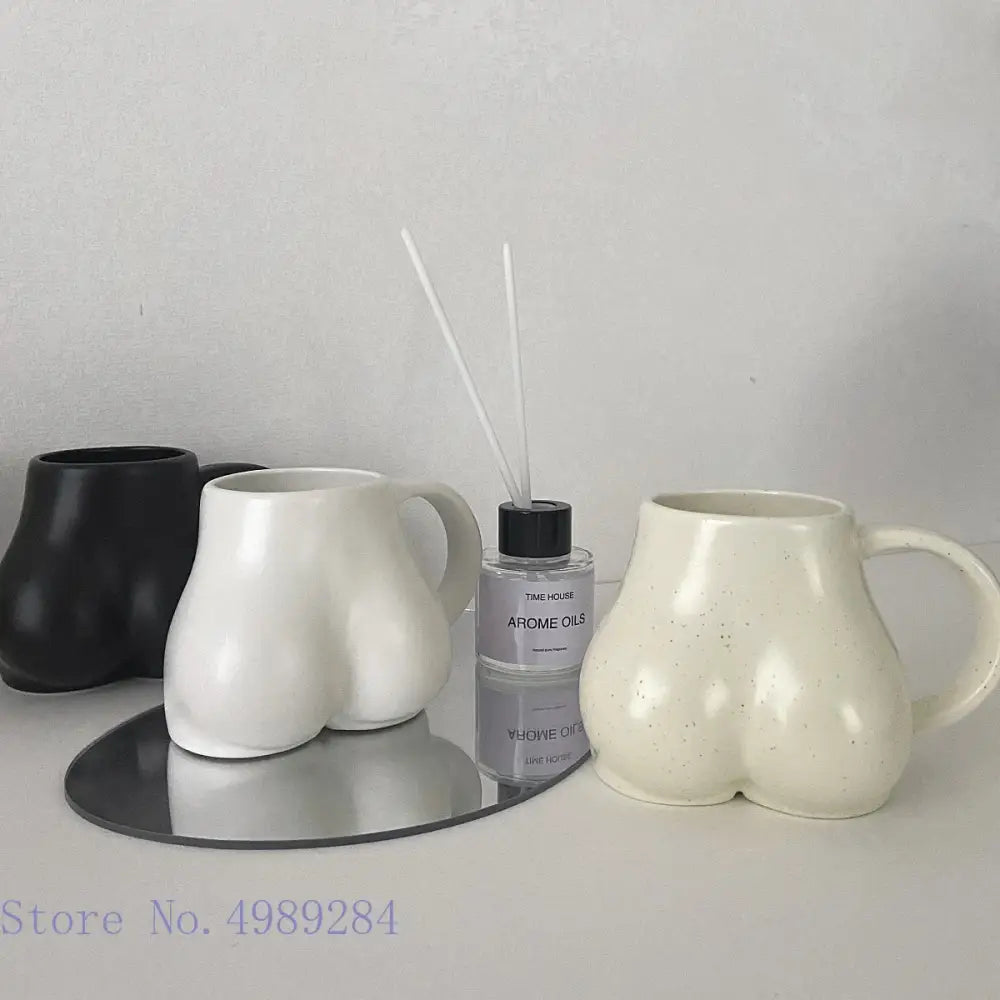 White Ceramic Butt Mug