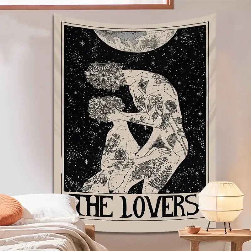 Beige Black Tarot Tapestry