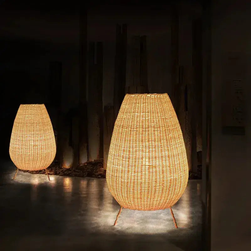 Rattan Teardrop Floor Lamp