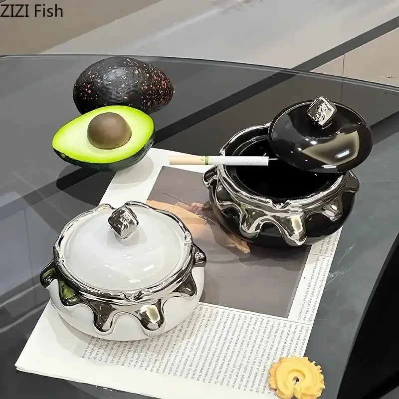 Black Ceramic Ashtray