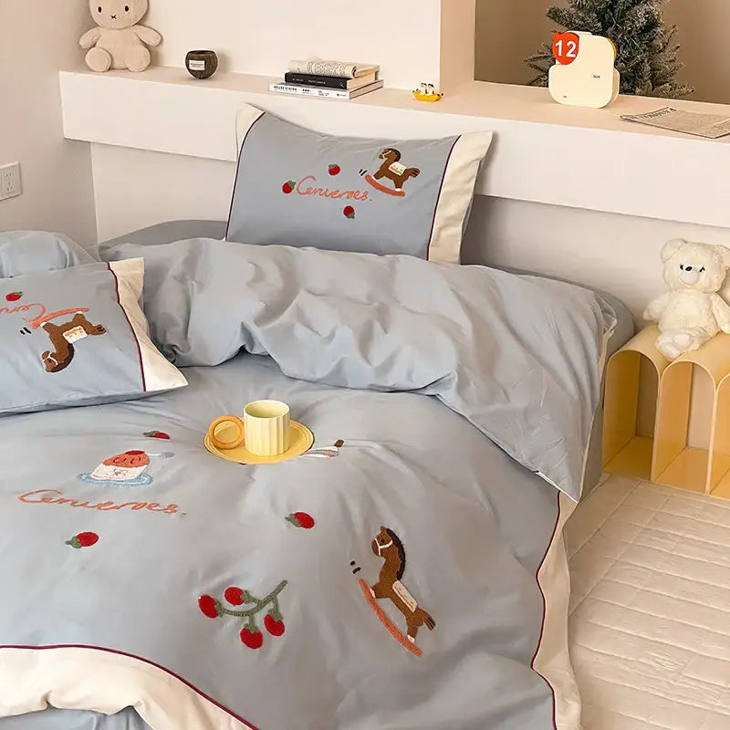 Blue Cotton Bedding Set