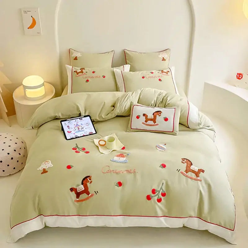 Blue Cotton Bedding Set