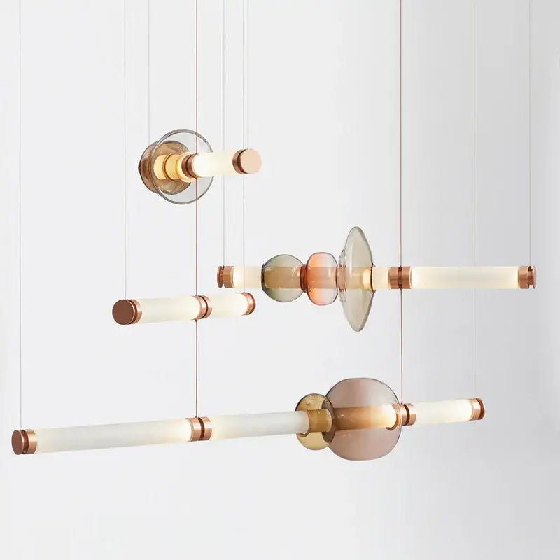 Amber Glass Tube Chandelier