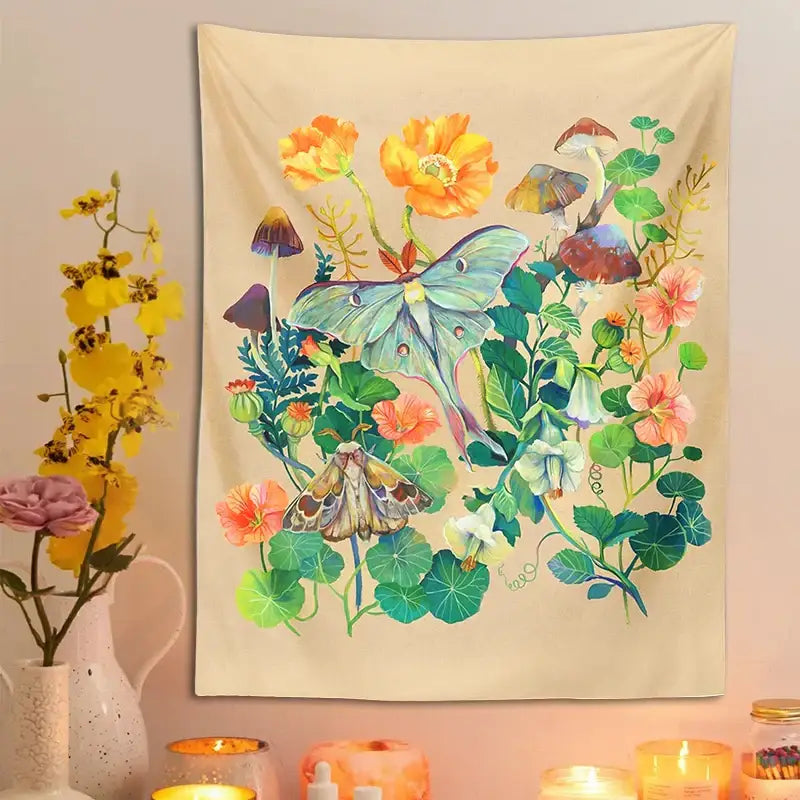 Beige Luna Moth Tapestry