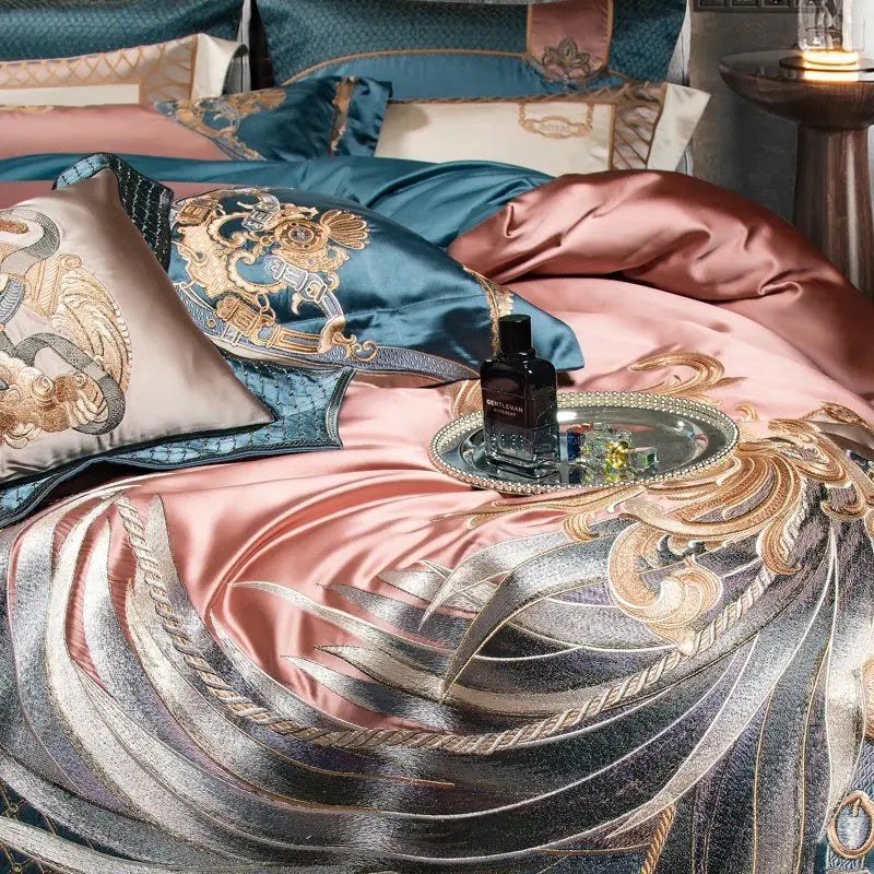 Teal Rose Gold Bedding