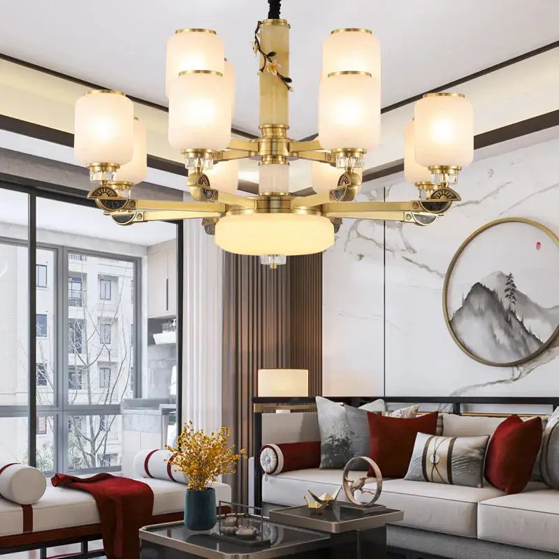 Jade Brass Chandelier