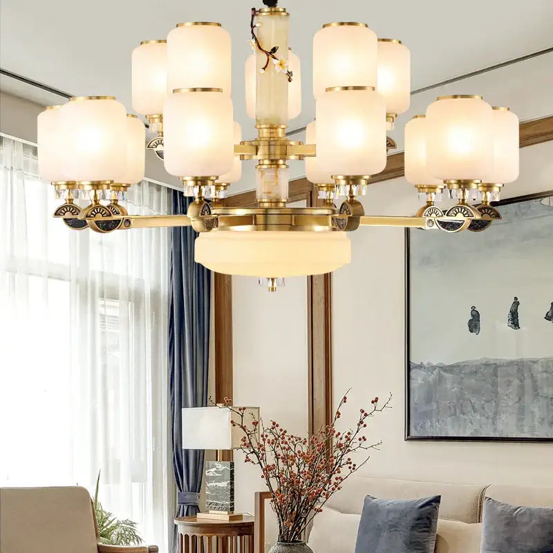 Jade Brass Chandelier