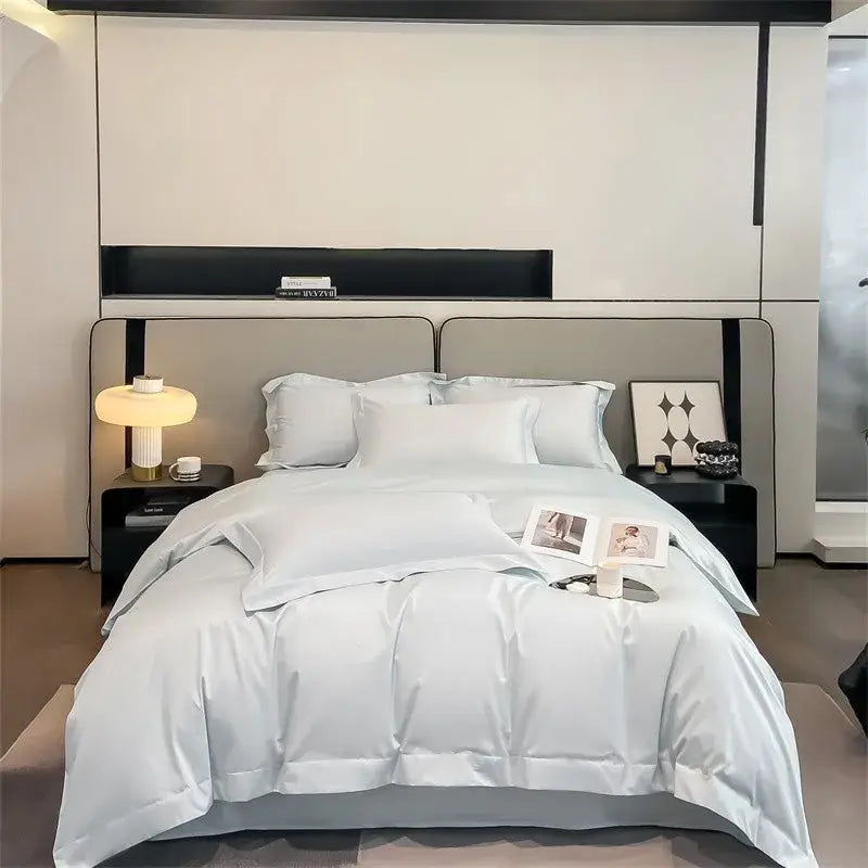 Pale Blue Satin Duvet Set