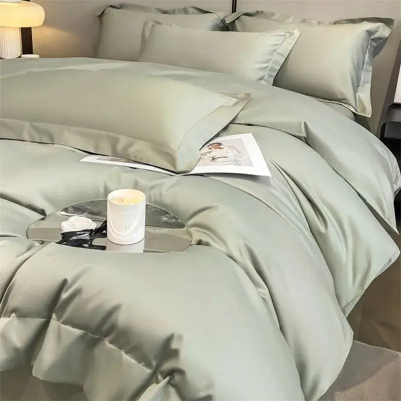 Sky Blue Satin Bedding Set