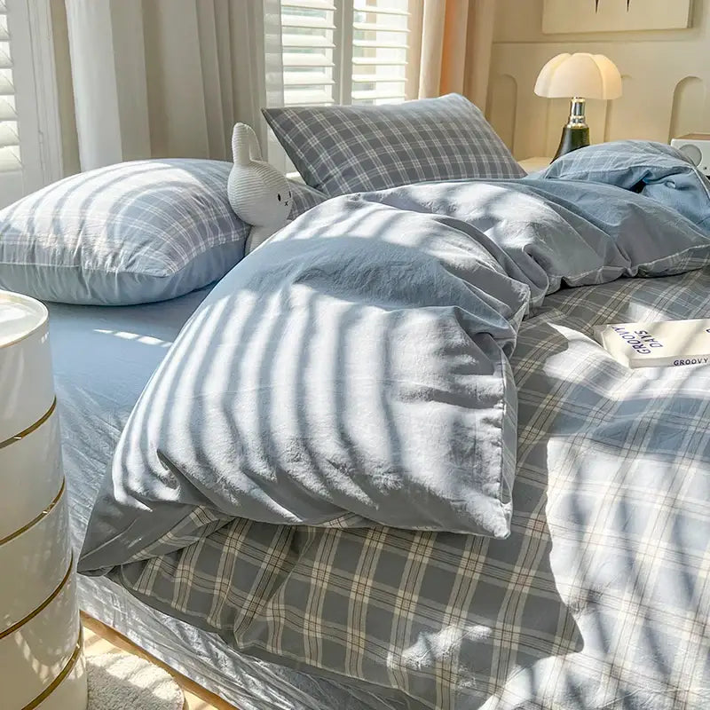 Blue Plaid Duvet Set