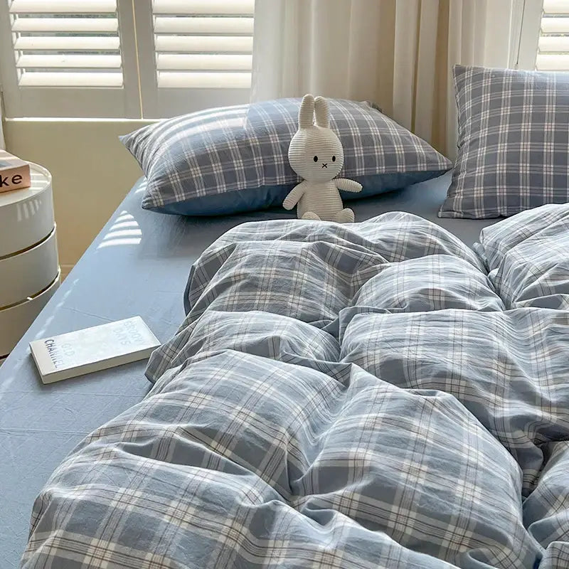 Blue Plaid Duvet Set
