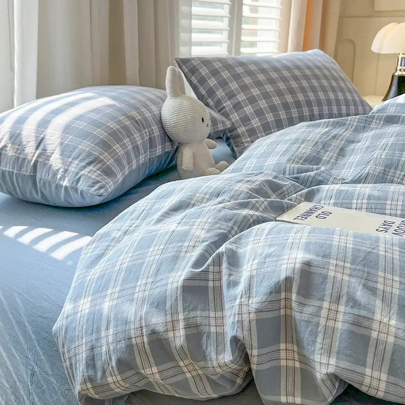 Blue Plaid Duvet Set
