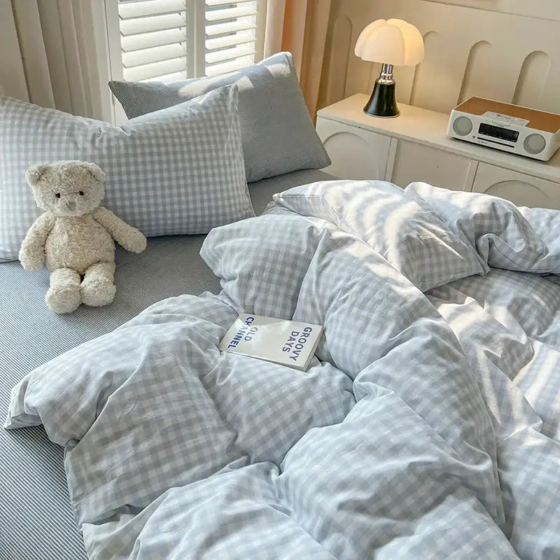 Blue Plaid Duvet Set