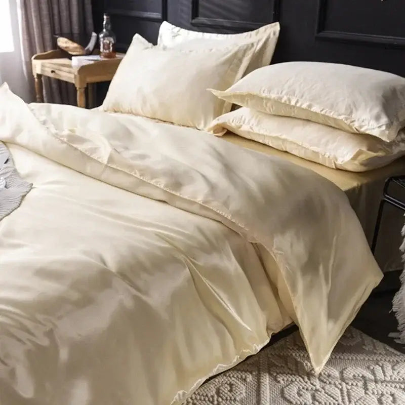 Glossy Turquoise Satin Duvet Set